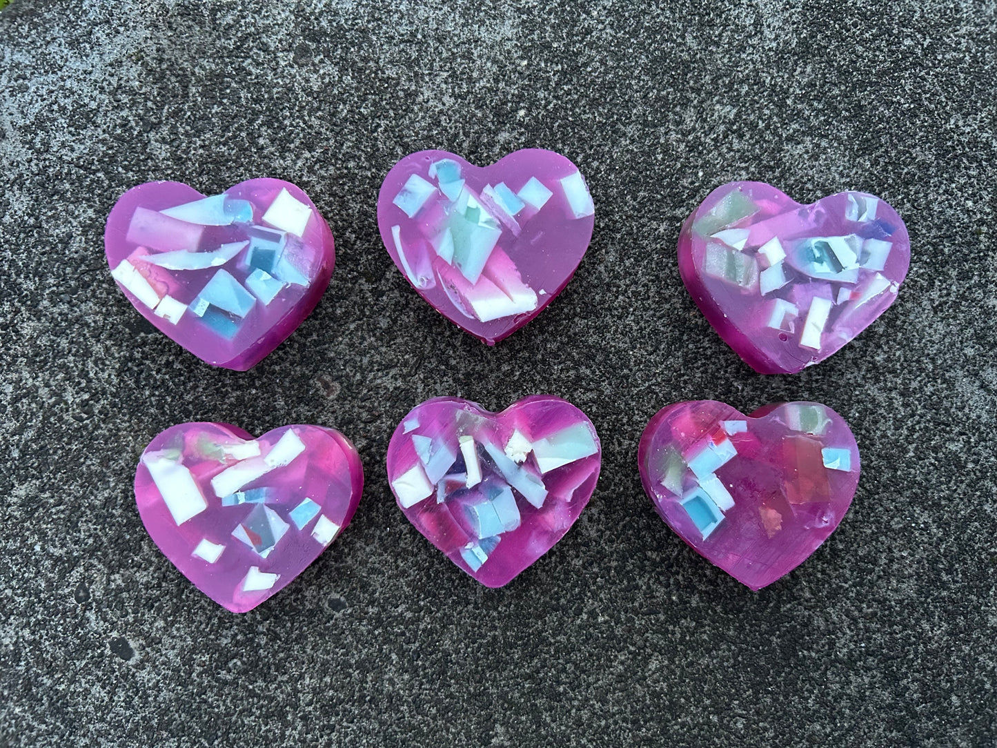 PDX Flower Power Cranberry Fig Heart soap set of 6,  Heart soap set.