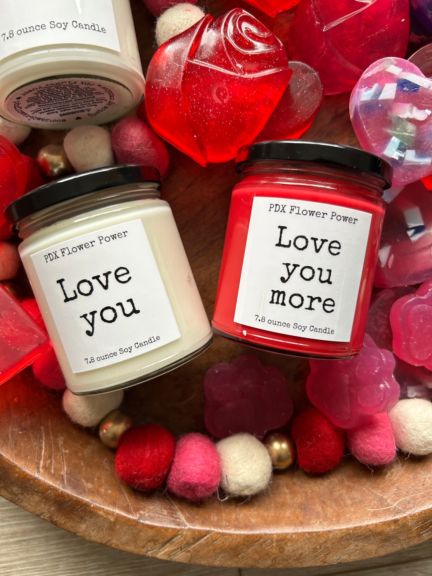 Love You, Love You more candle set,  Happy Valentine's Day gift set, soy candles set