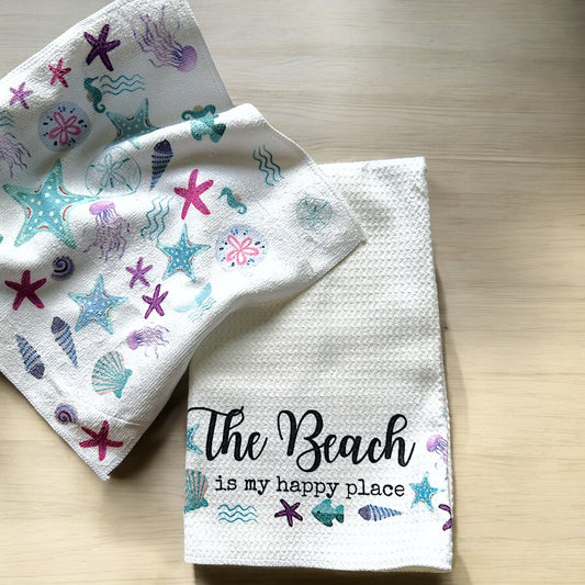 "The Beach Is My Happy Place" towel set