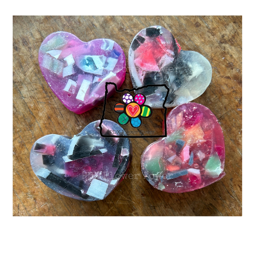 PDX Flower Power Heart soap set of 4,  Heart soap set.