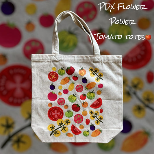 Garden Tomato Tote Bag - Custom Canvas Reusable Bag | PDX Flower Power