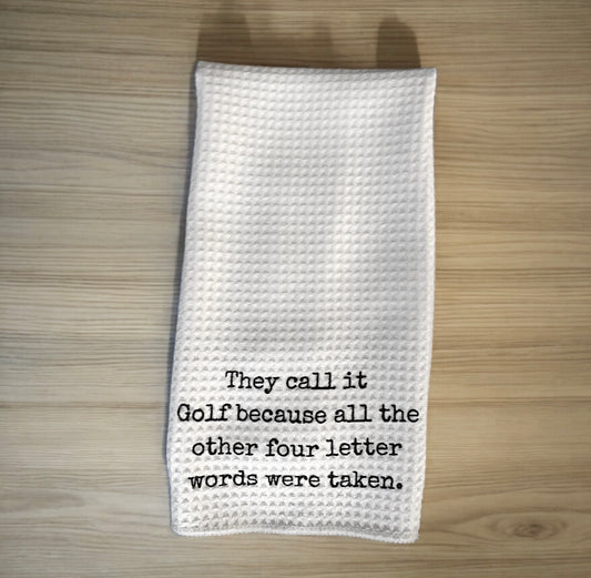 Funny Golf Waffle Weave Towel