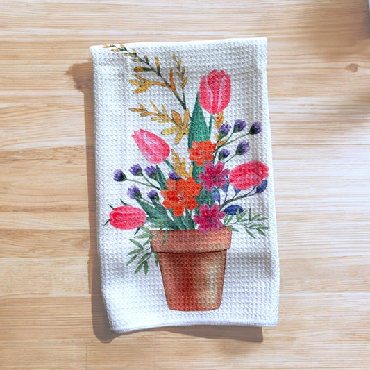 Terracotta Garden Waffle Weave Towel