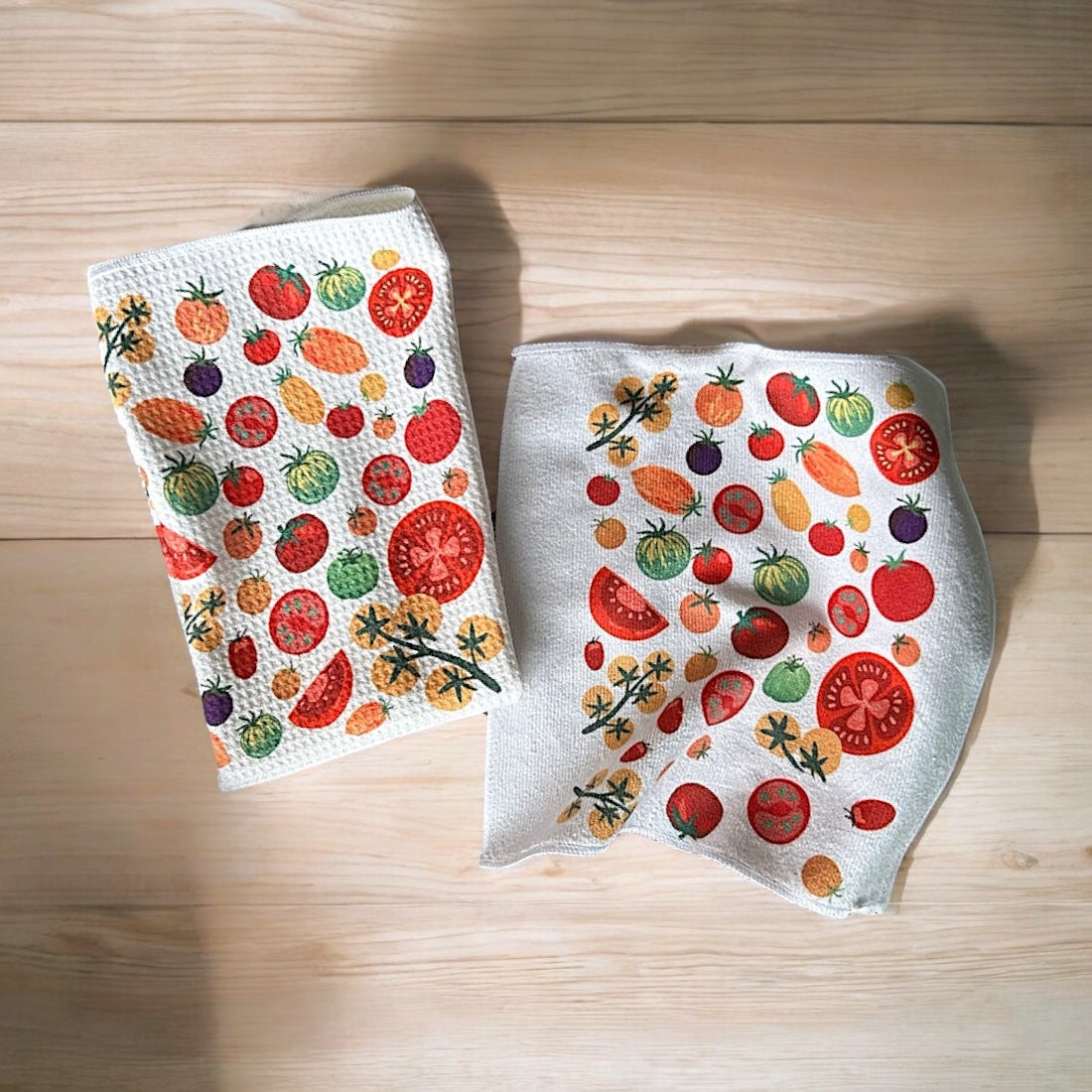 Heirloom tomato towel set (Waffle Weave & Microfiber Washcloth)