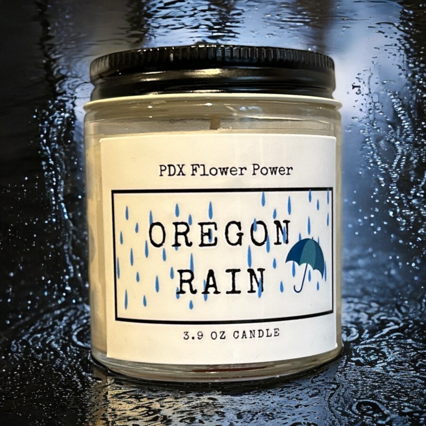 "Oregon Rain" handcrafted soy candle, 100% soy candle, reusable glass jar.