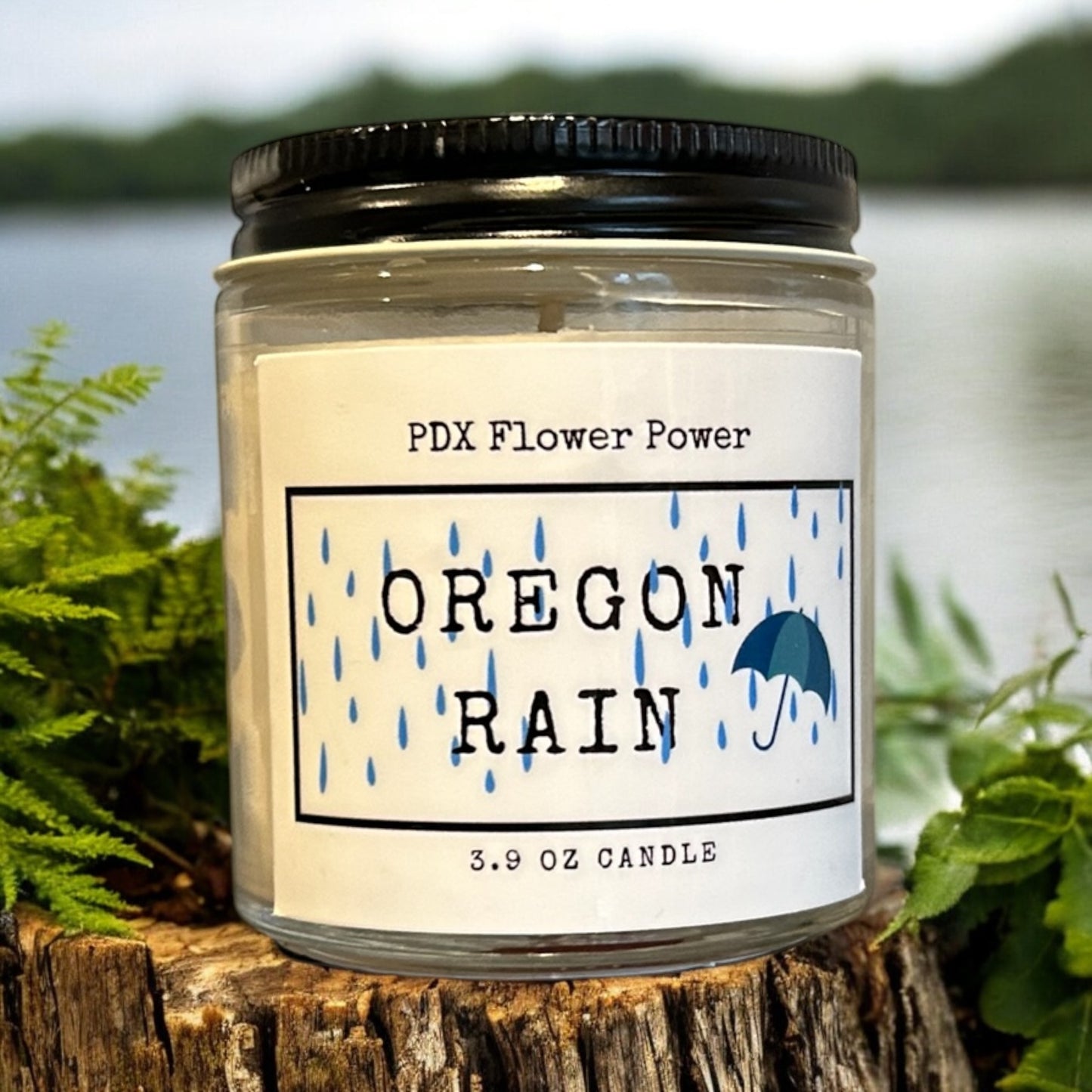 "Oregon Rain" handcrafted soy candle, 100% soy candle, reusable glass jar.