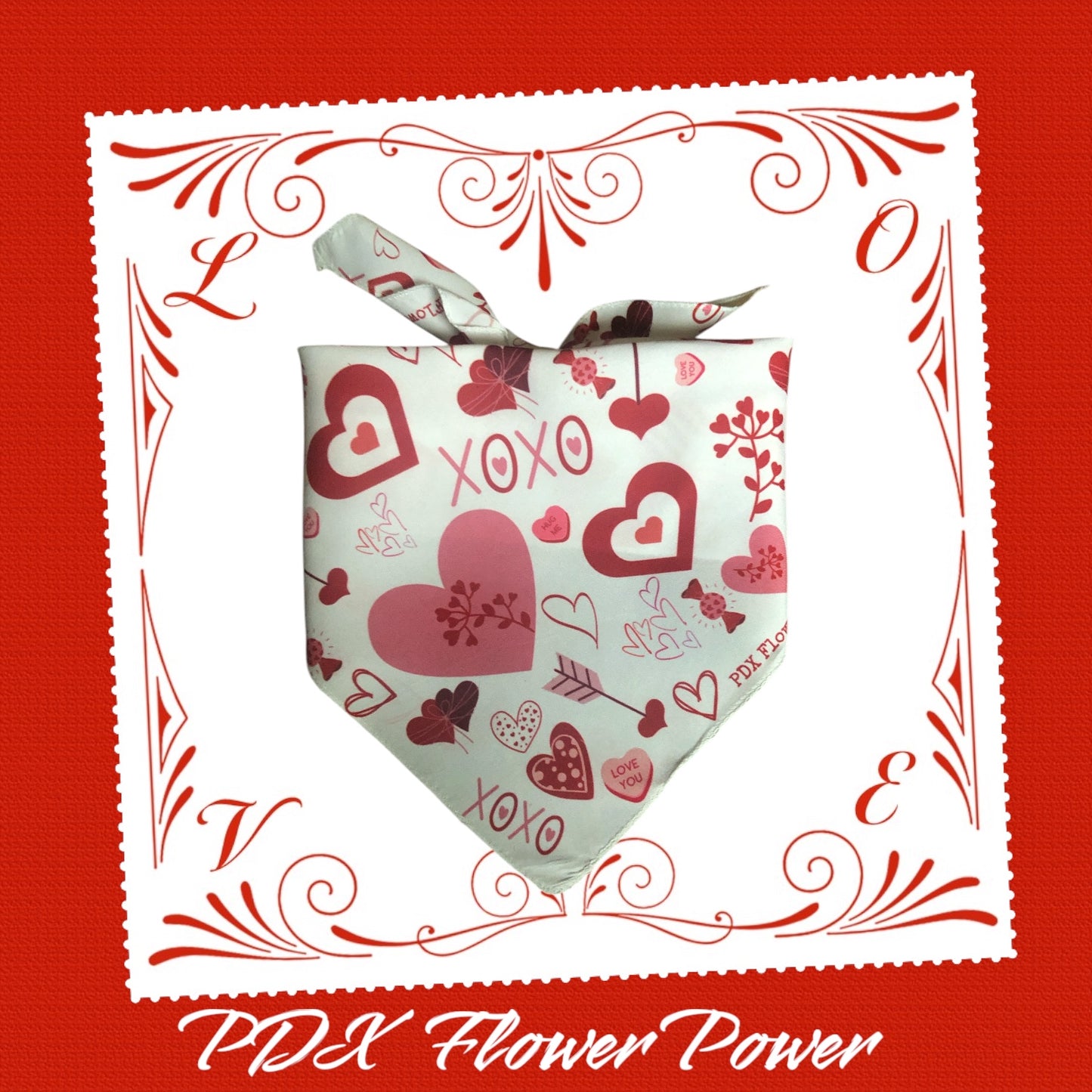 Valentine Red & Pink hearts pet bandana