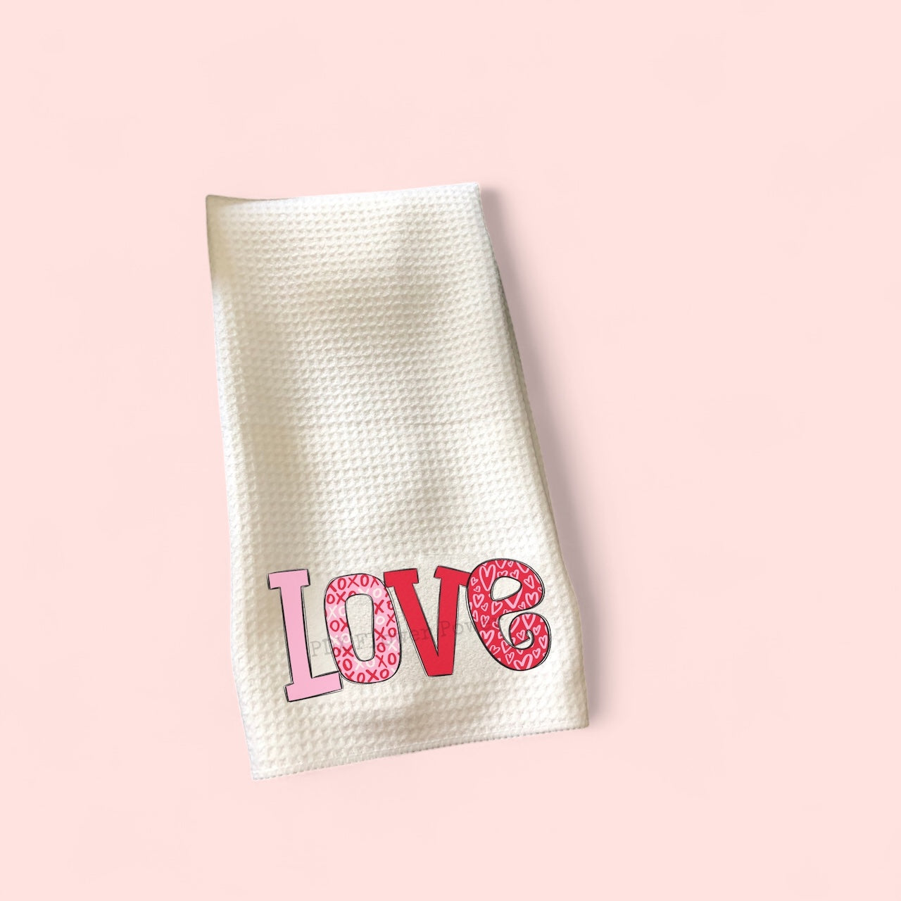 Love Waffle weave towel, Valentine heart towel, Valentines gifts