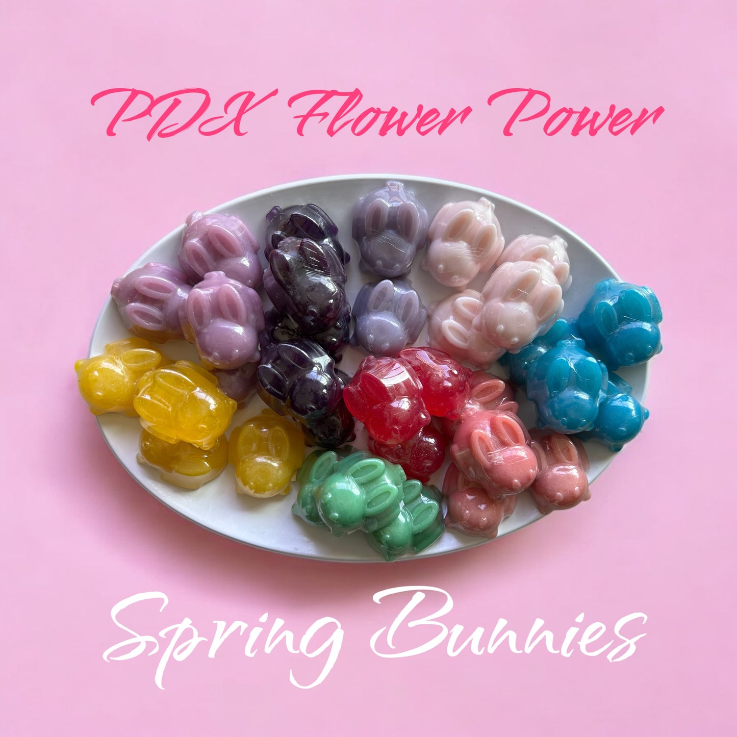 Spring Bunny Fruit Looped gift set, Soap, soy candle, Scent tin& Bunny soap. Easter Gift Set