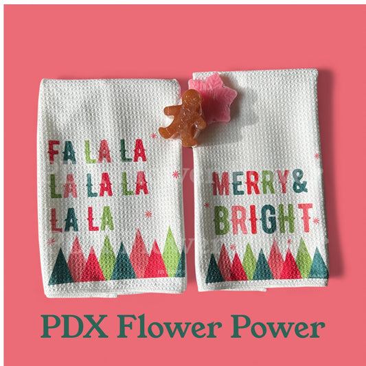 Merry & Bright, Fa la la towel and holiday soap set, gingerbread man soap, Fraser fir soap