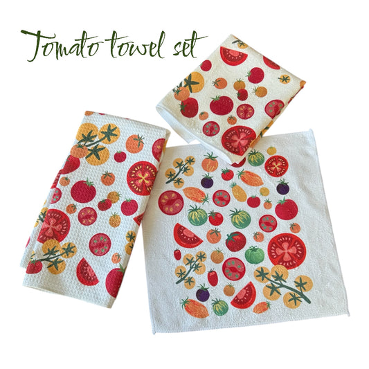 Tomato Towel Trio Gift Set - Garden Kitchen Towels | PDX Flower Power