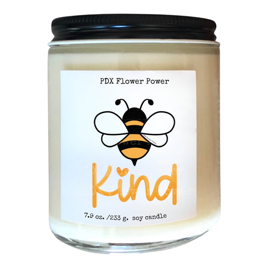 Bee Kind Soy Candle - Natural Handcrafted Honeybee Candle | PDX Flower Power