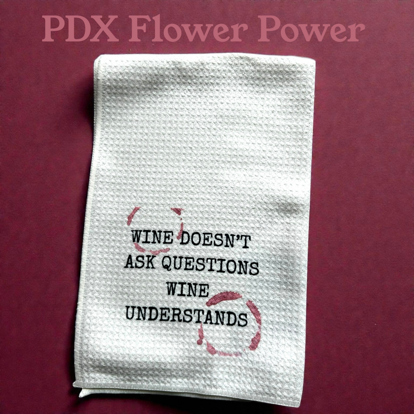 Wine themed towel set, Waffle Weave Towel - Funny Wine Lover Gift | PDX Flower Power