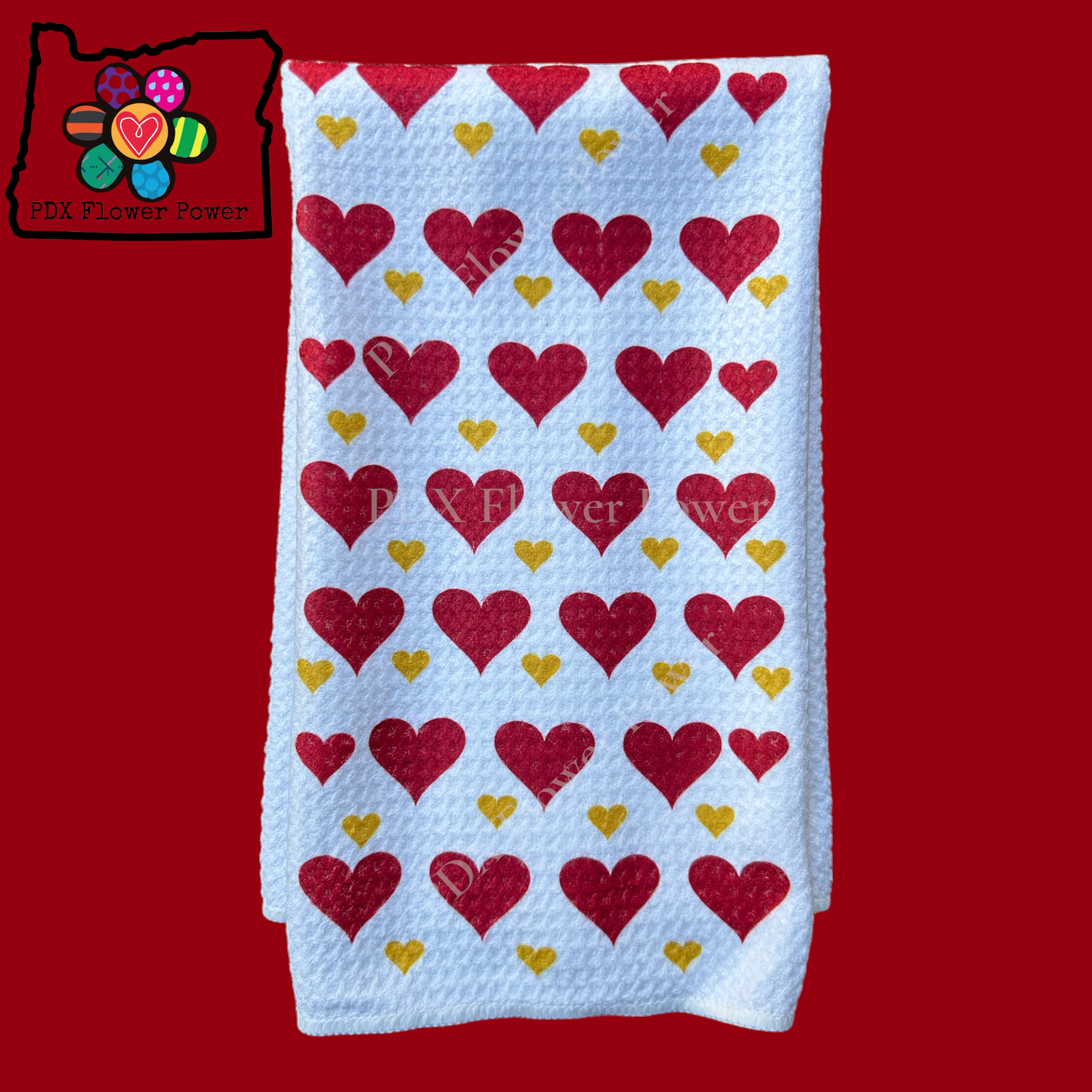 Heart towel, Valentine's Kitchen Towel | PDX Flower Power