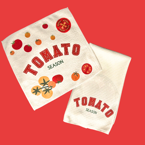 Tomato Season towel set Waffle weave/ Micro fiber towel set- Kitchen & Garden Towels | PDX Flower Power