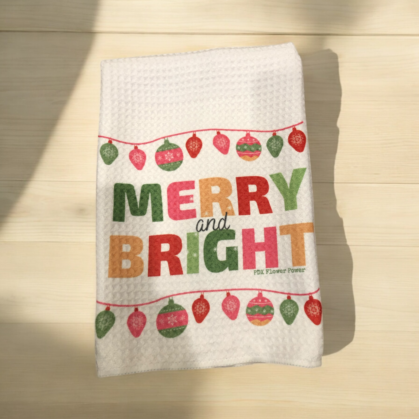 "Merry & Bright" holiday towel set, Holiday towel set, bright & Merry, Holiday decor