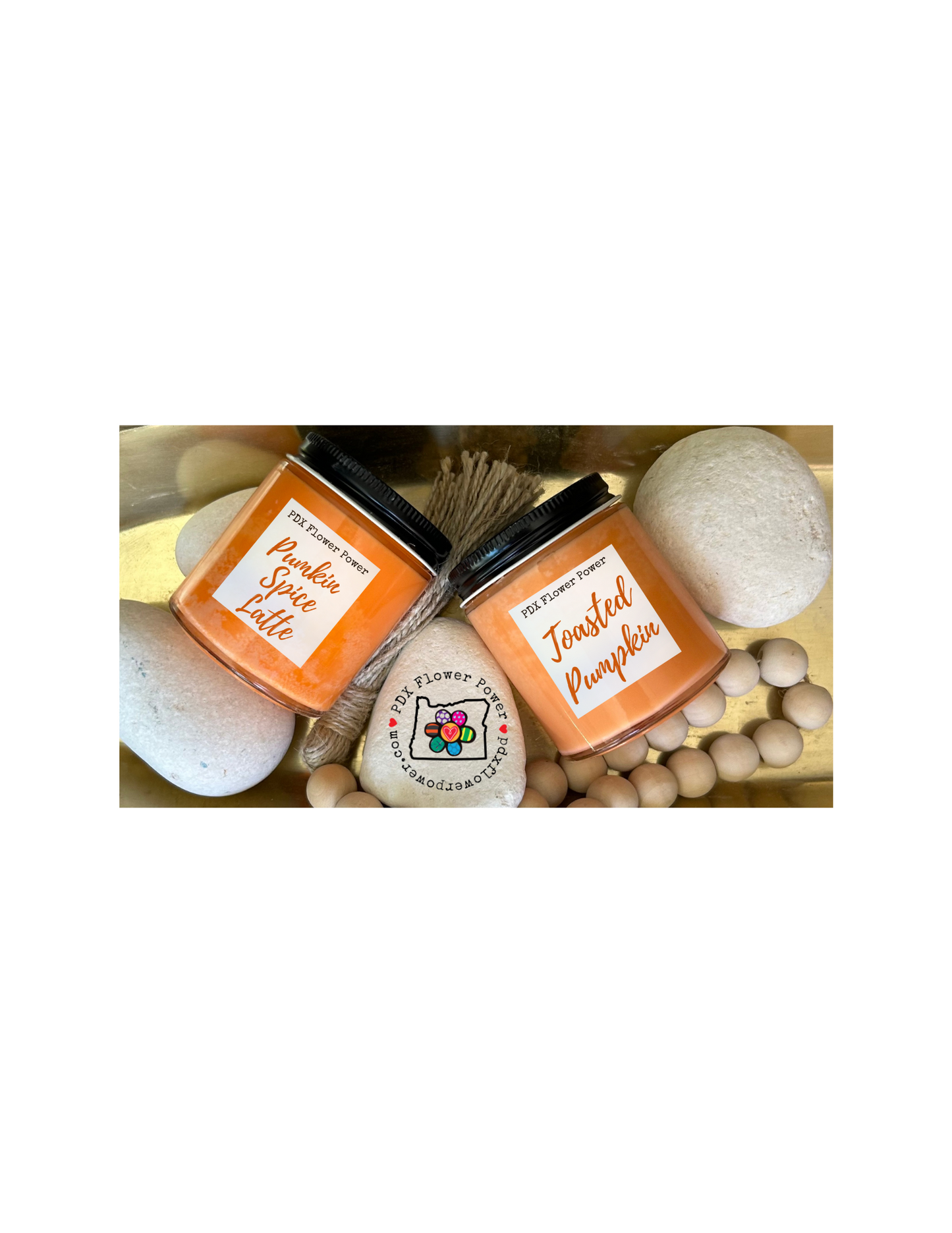 Pumpkin Spice Latte & Toasted Pumpkin soy candle set,Pdx Flower Power 100% USA grown soy candle, Coffee Lovers Candle