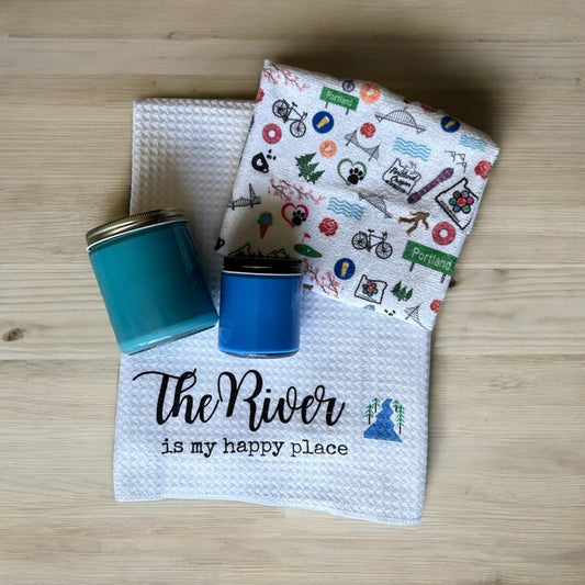 PDX The River is my Happy Place gift set, fun Portland themed gift, Gift for Portlander, River city.