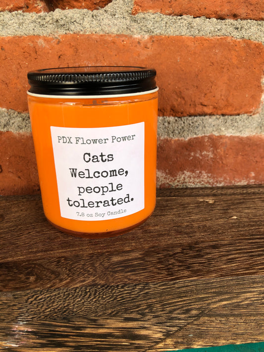 " Cats welcome, people tolerated" soy candle