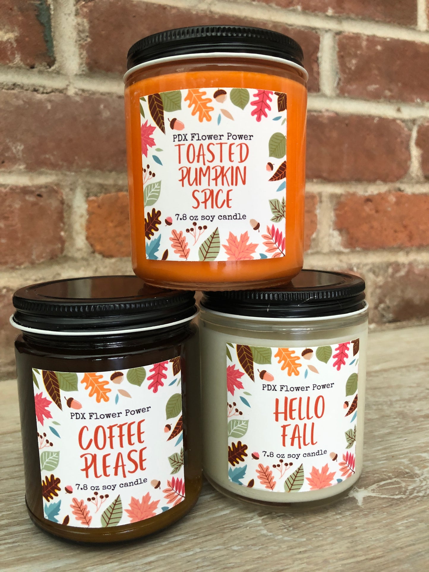 Fall Soy candle set.  Pdx Flower Power hello Fall Candle set.