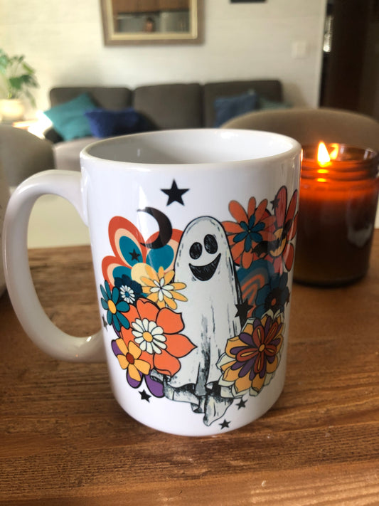 Flower Power Ghost  Mug