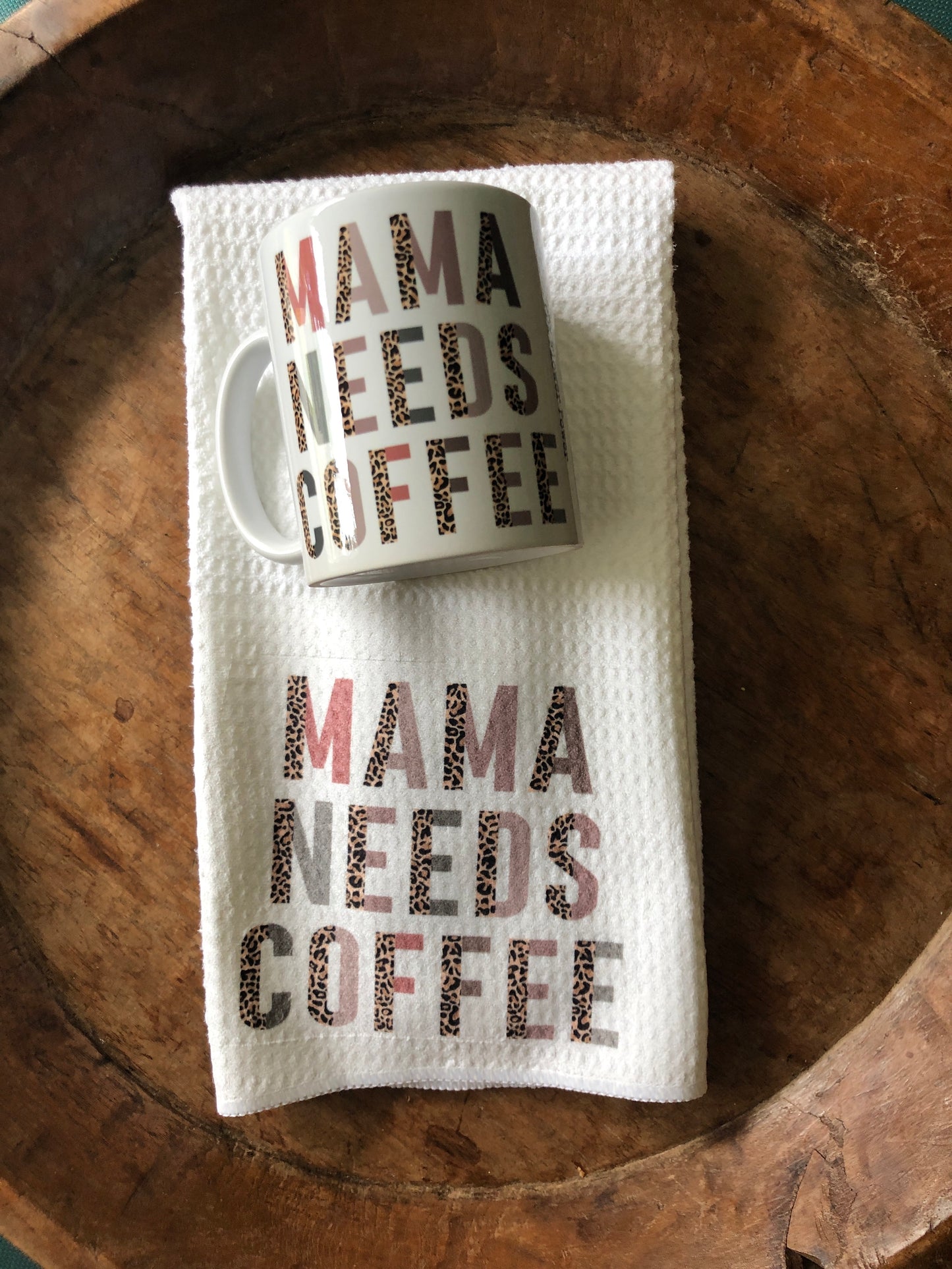 Mama Needs Coffee waffle weave towel, dish towel, golf towel