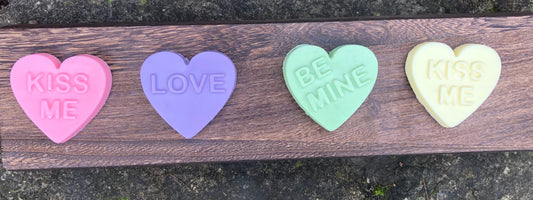 Conversation heart soaps, fun festive and functional, Valentines soaps.