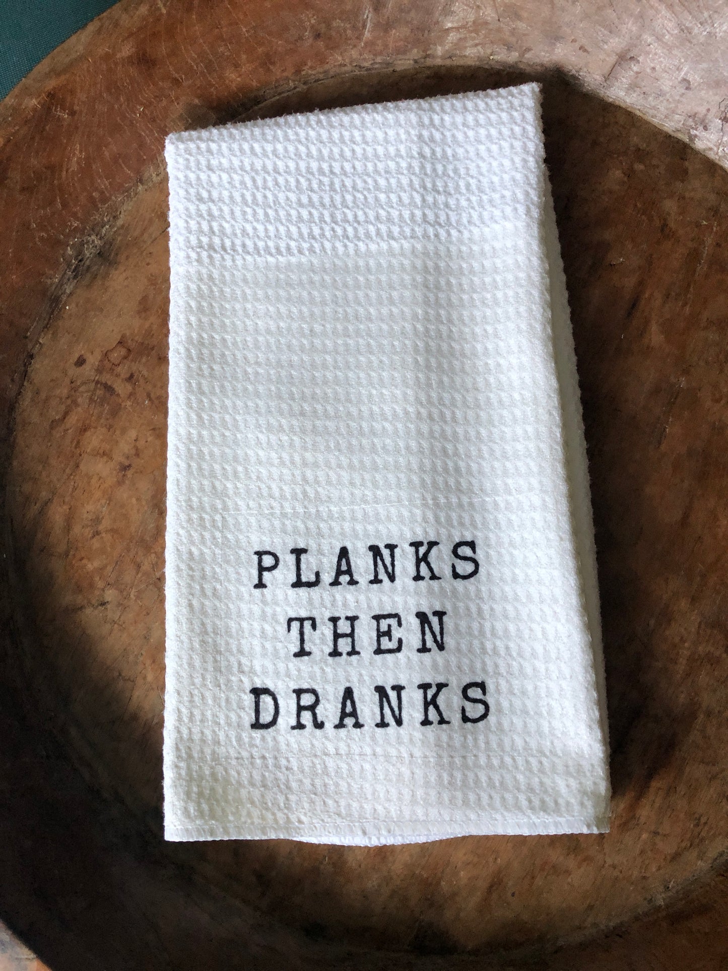 "Planks then Dranks" funny pilates towel