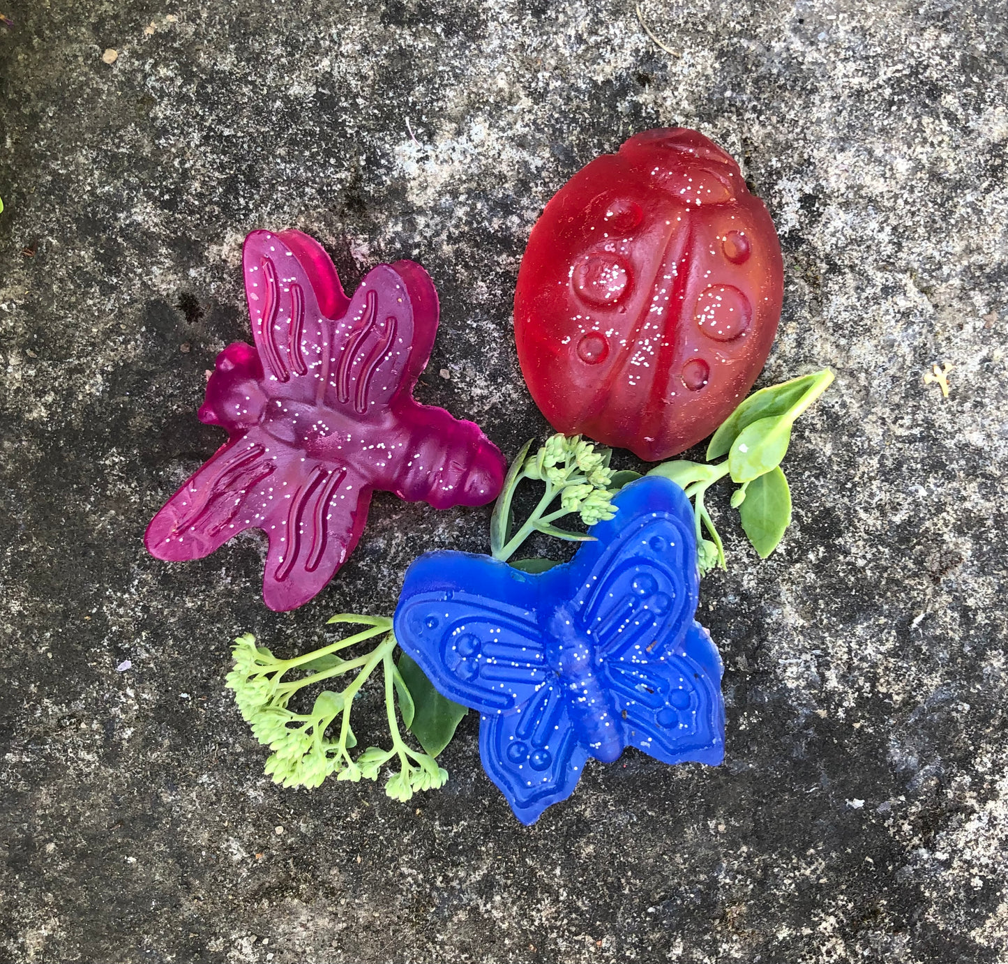PDX Flower Power Butterfly, Ladybug & DragonFly soap set.