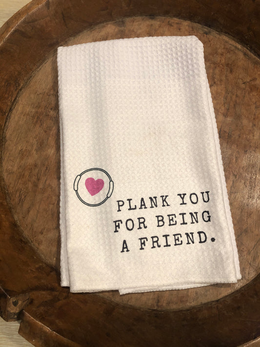 Plank you for being ( pilates ring edition) a friend waffle weave towel, Pilates towel,Pilates student gifts, Pilates Love, Pilates instructor gift, love