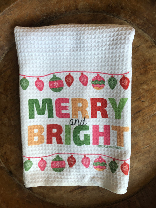 PDX Flower Power "Merry & Bright"  Waffle weave towel