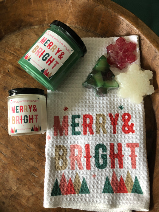 Merry & Bright Candle, Soap & towel set.