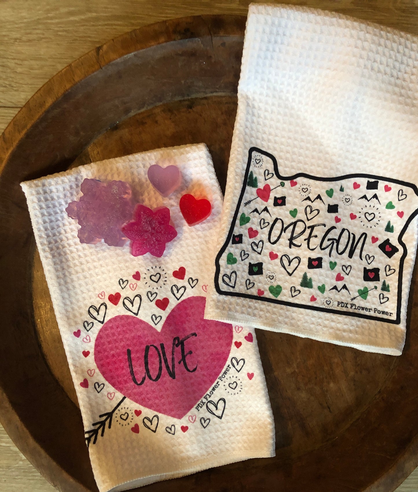 Oregon Love towel & soap set, Valentine gift set, Happy Valentine's Day gift set