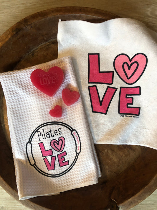Pilates ring Hot pink love towel  & soap set, Valentine gift set, Happy Valentine's Day gift set