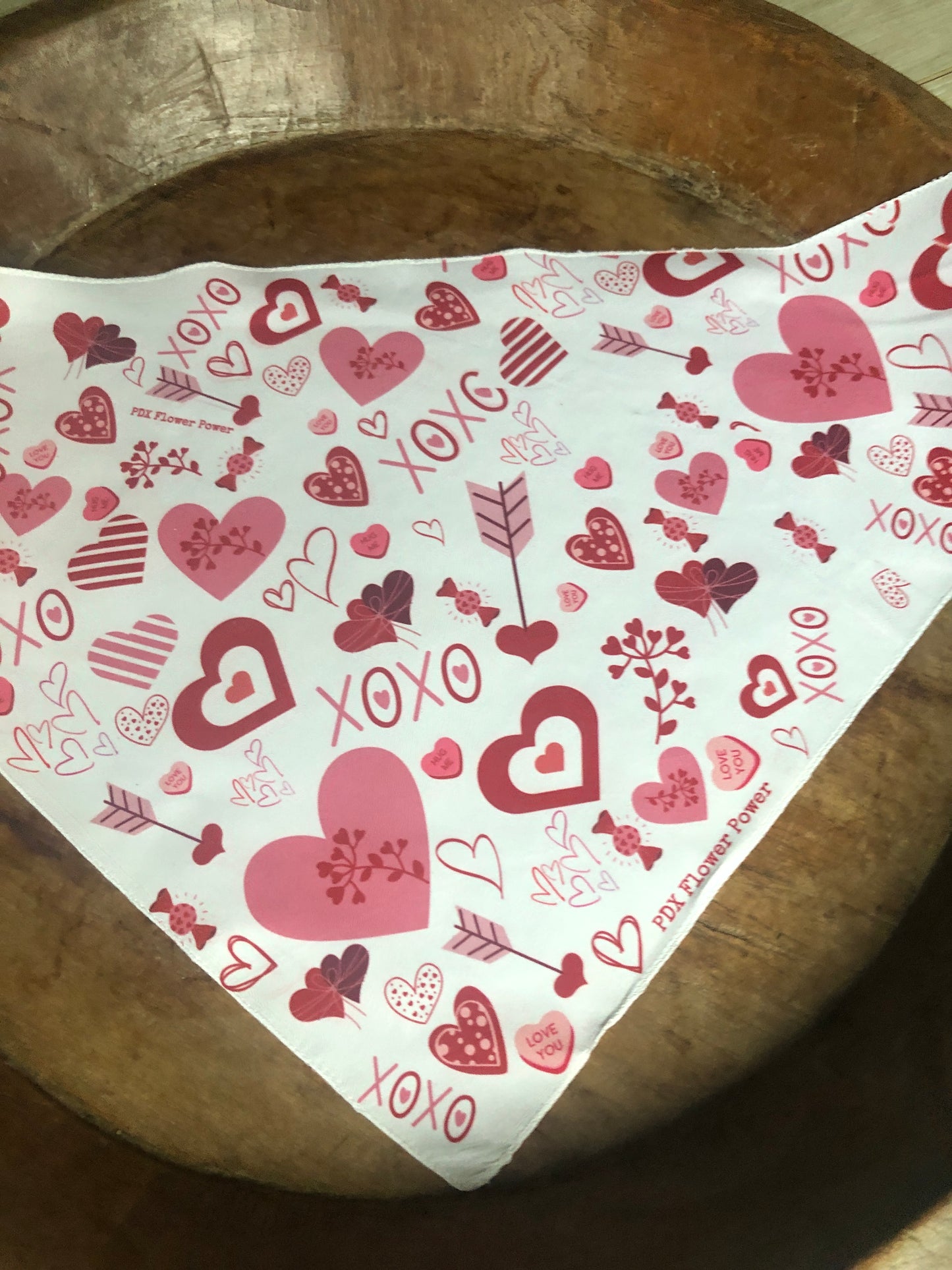 Festive Red & Pink Valentine Dog Bandana and soap set, PDX Flower Power Valentine Bandana