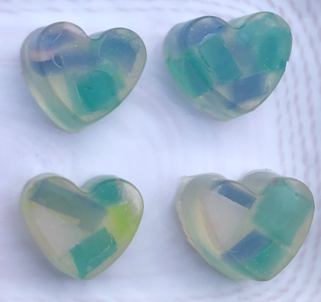Small festive heart soaps set of 10, Valentine handcrafted glycerin heart soaps, Valentine fillers, Valentine gifts.
