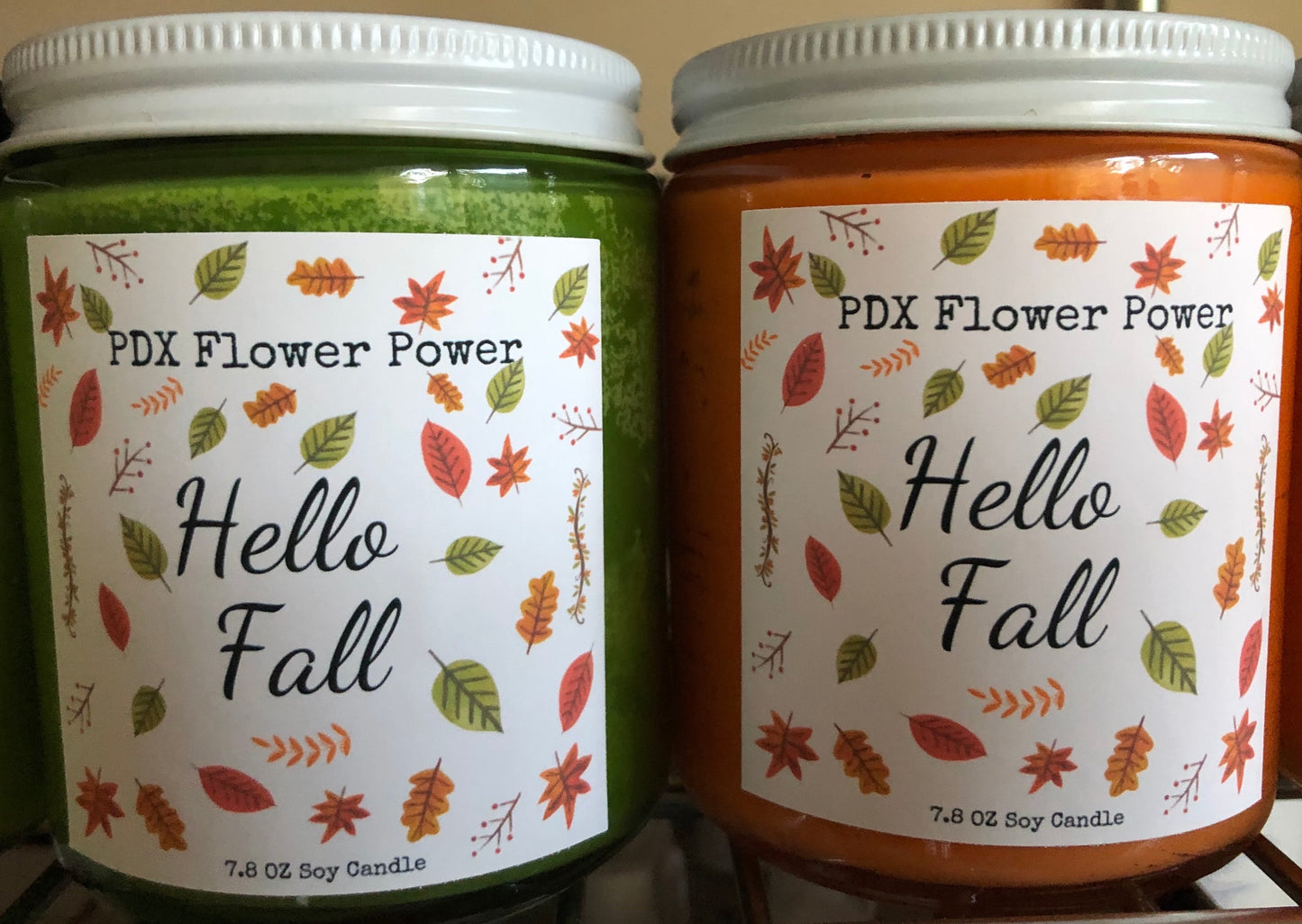 "Hello Fall" handcrafted soy candle