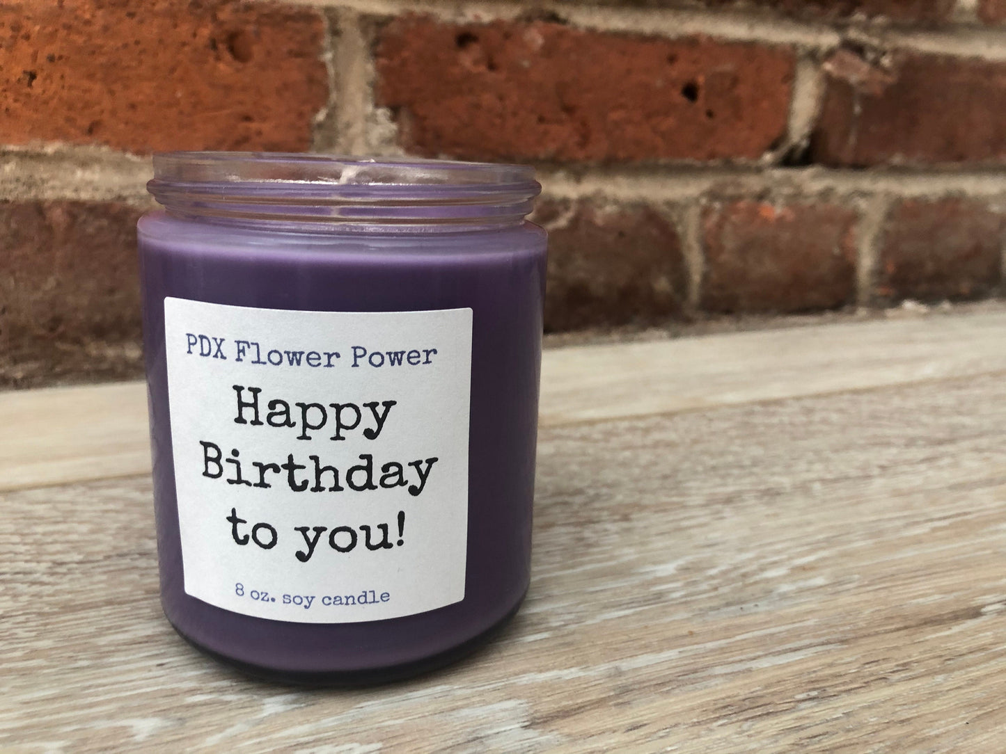 PDX Flower Power "Happy Birthday" handcrafted soy candle