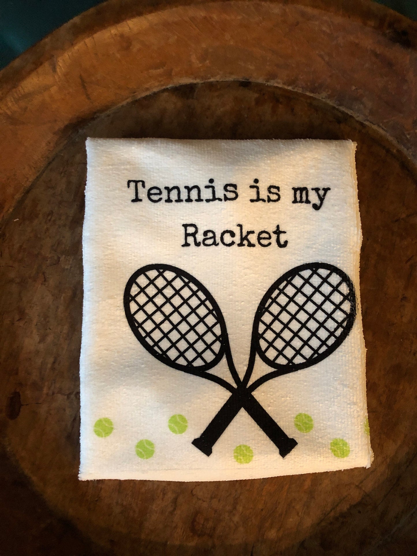 PDX Flower Power "Tennis is my racket "Towel Micro fiber towel 16 x 16