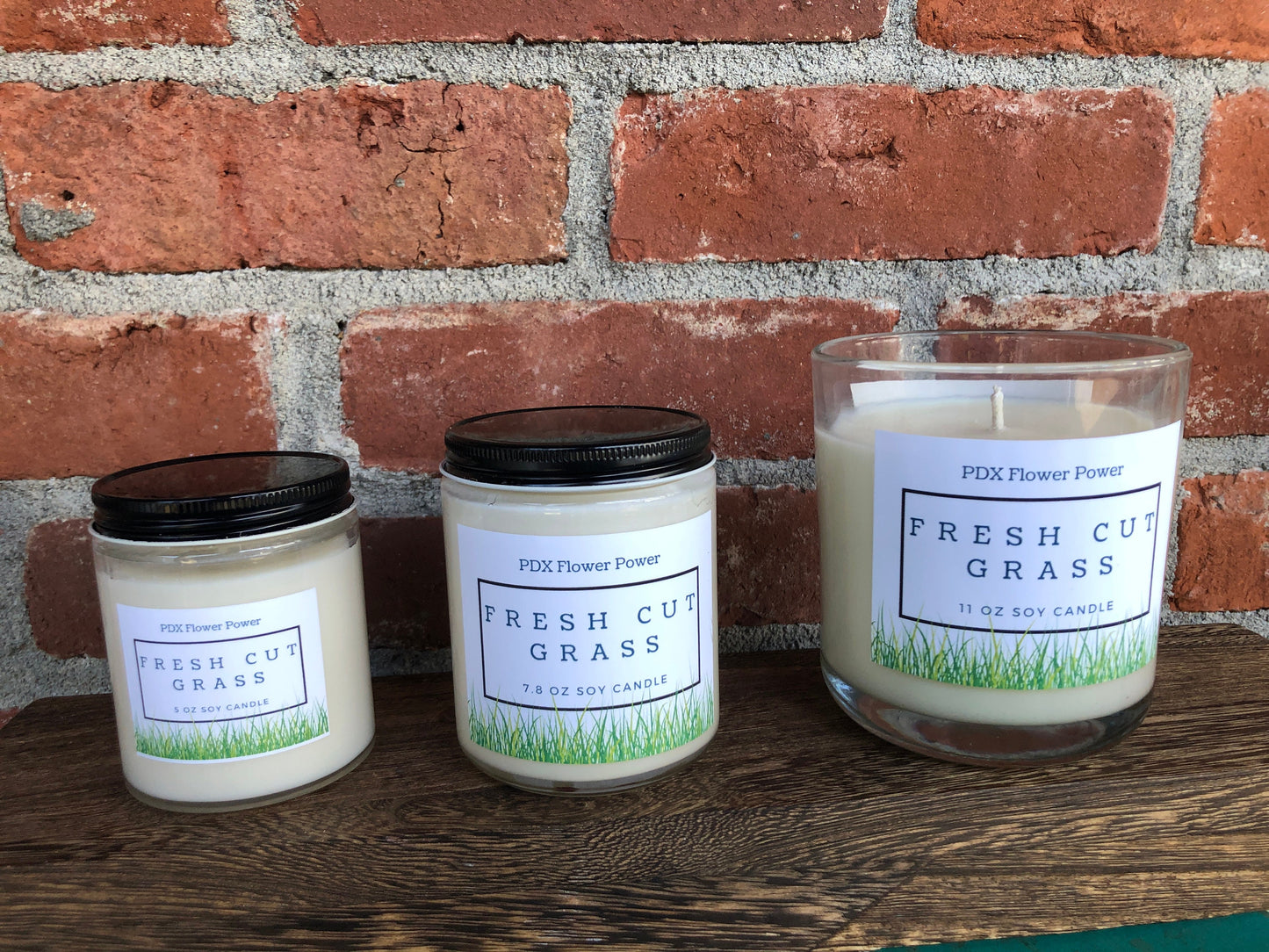 PDX Flower Power  " Fresh Cut Grass" handcrafted soy candle