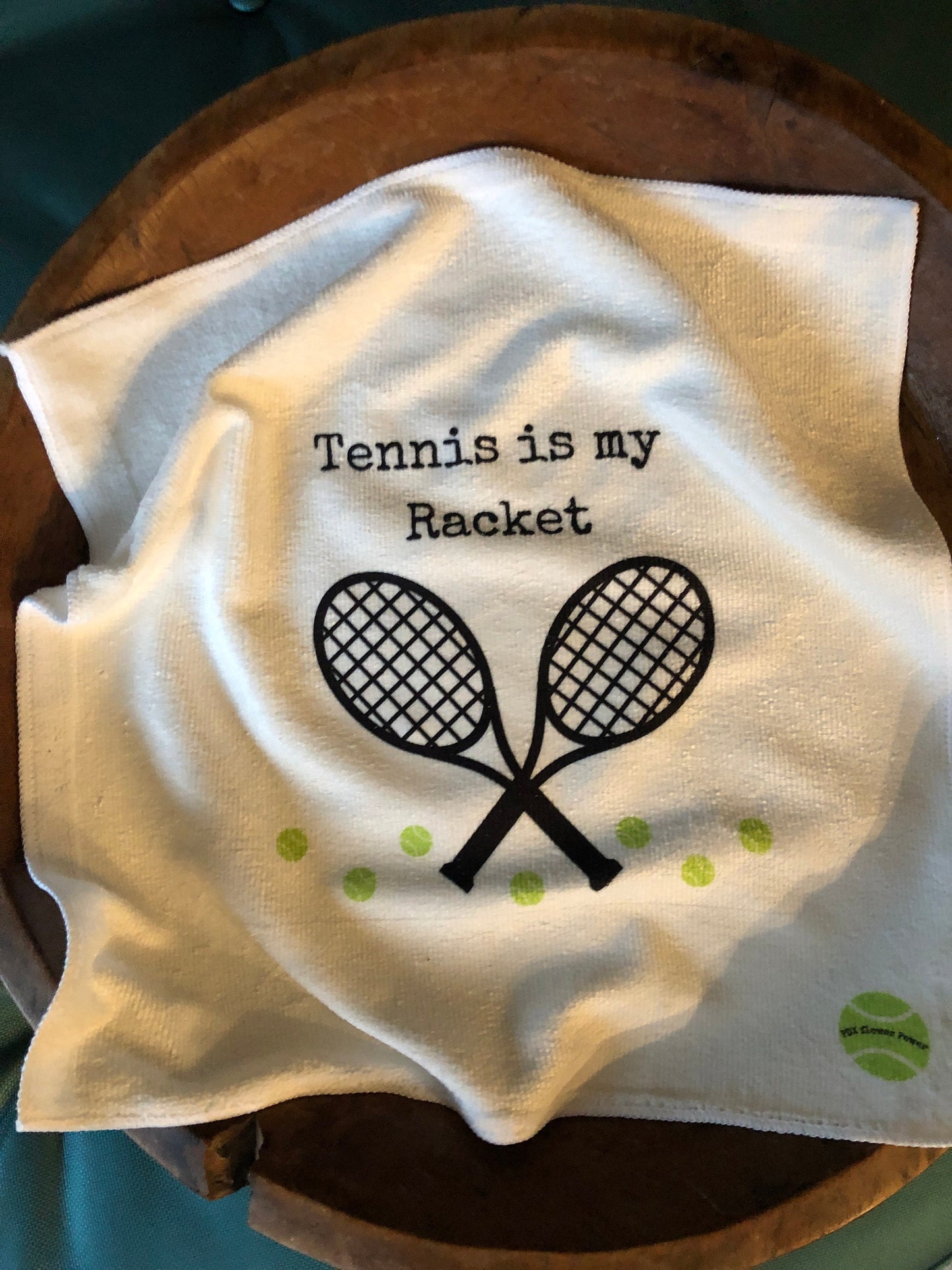 PDX Flower Power "Tennis is my racket "Towel Micro fiber towel 16 x 16