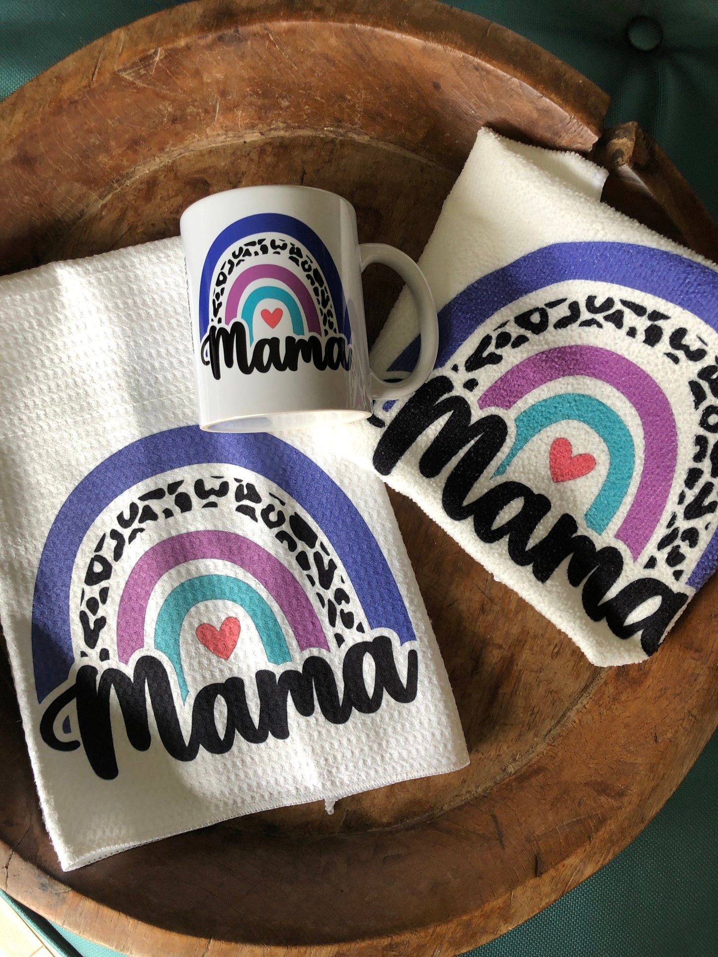 Mama Mug, Waffle Weave towel and Wash cloth set /Mothers day gift/mother love towel/sweet mamma gift/ fun Mothers day kitchen towel