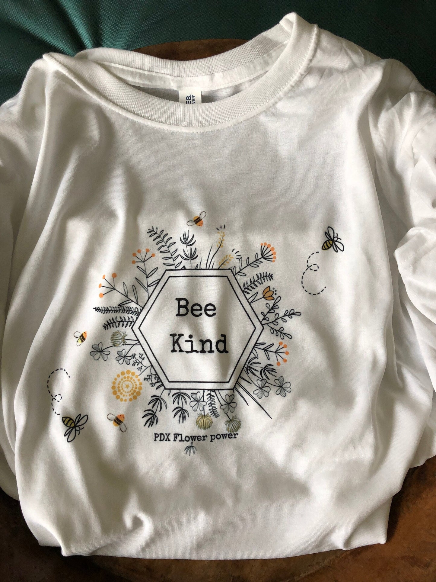 Bee Kind T-shirt, Flower Power bee Kind Dri-Power Performance shirt, fun floral bee themed shirt, great gift for bee lovers, Bee apparel