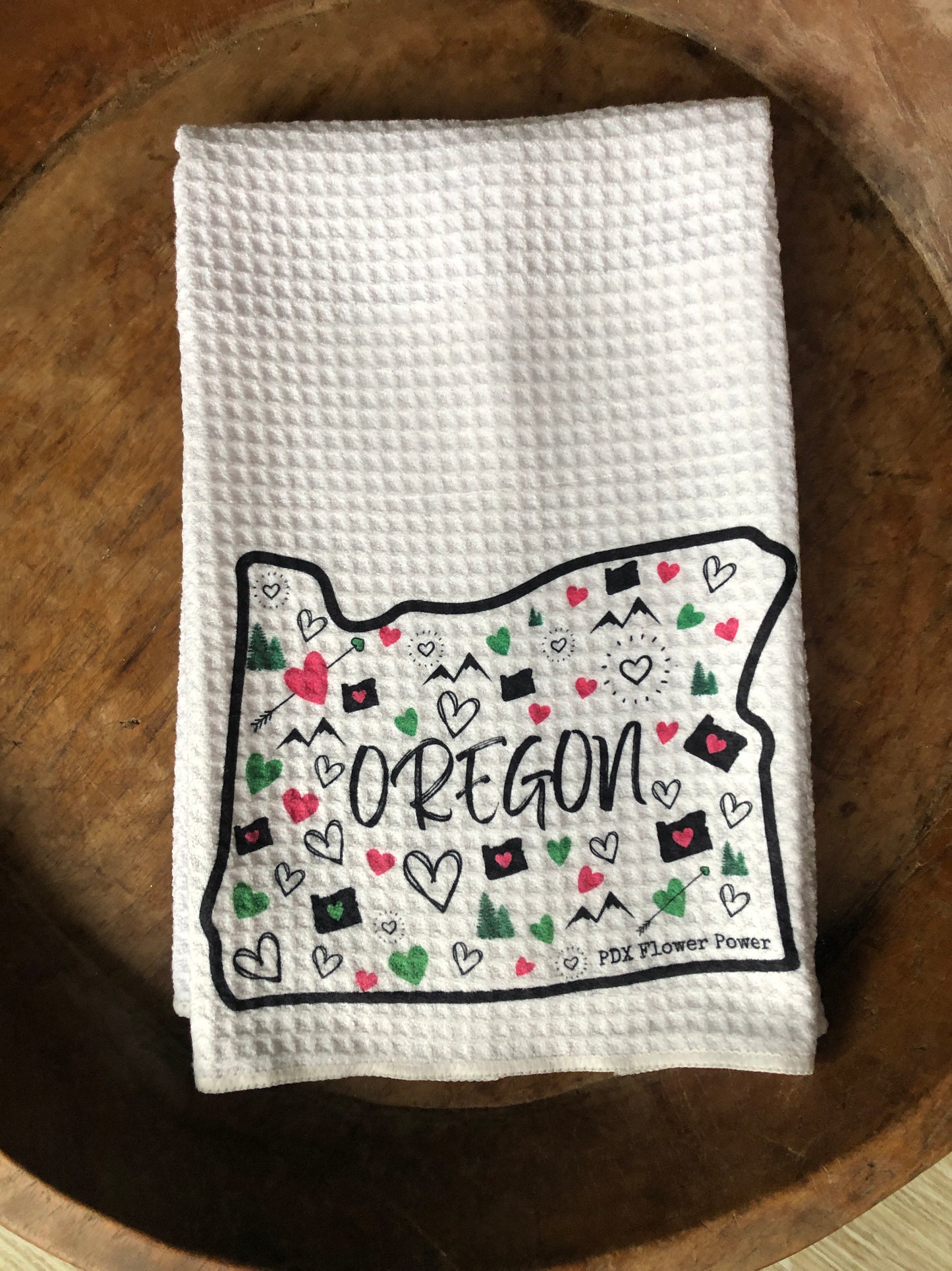 Oregon Love towel, Gifts from Oregon, Oregon kitchen towel.